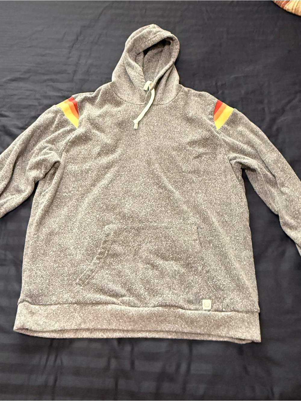 Marine Layer Respun Gray Hoodie with Cream Drawcords